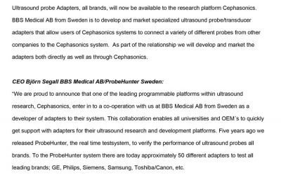Co-operation ProbeHunter & Cephasonics
