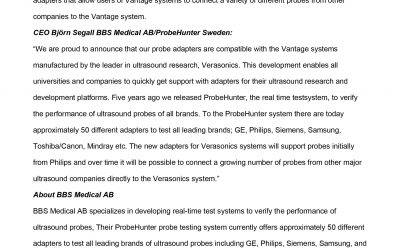 ProbeHunter develops for Verasonics Vantage Ultrasound Research Platform